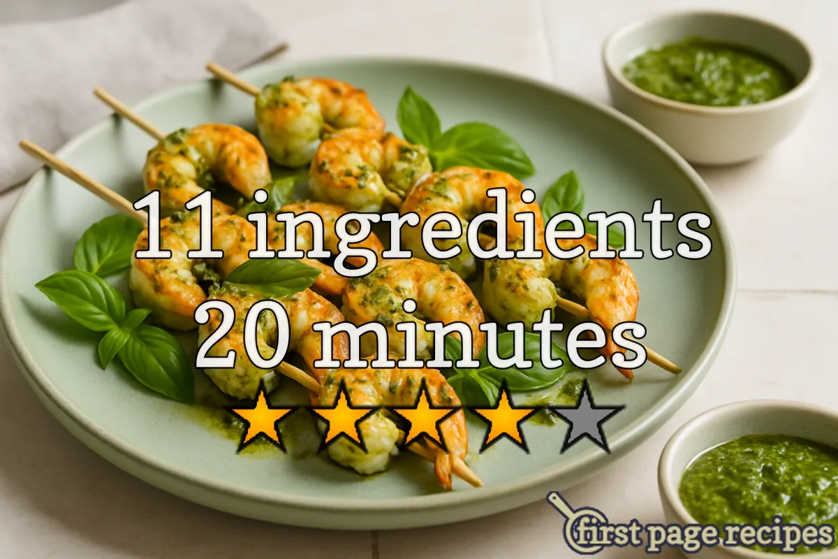 recipe image Grilled Pesto Shrimp Skewers