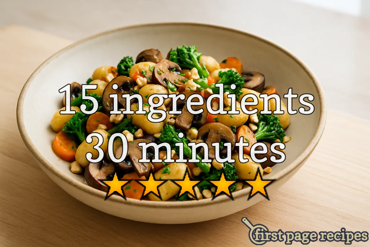 recipe image Hazelnut Skillet Gnocchi With Mushrooms And Vegetables