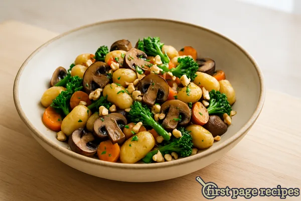 Hazelnut Skillet Gnocchi With Mushrooms And Vegetables