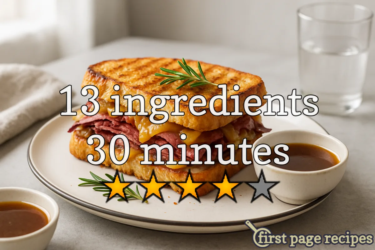 recipe image Pastrami Panini With Rosemary Beer Au Jus