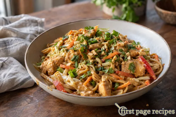 Stir-Fried Thai Chicken with Noodles and Peanut Sauce