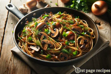 Pasta With Mushrooms And Caramelized Onions