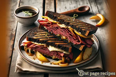 Pastrami Panini With Rosemary Beer Au Jus